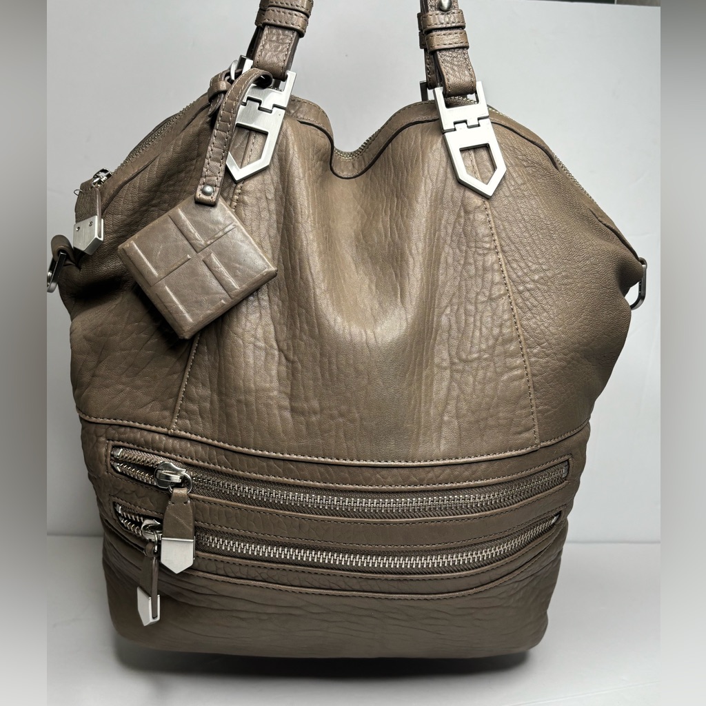 Allibelle Tan Leather Roomy Double Handle Spacious Carry All Bag Purse